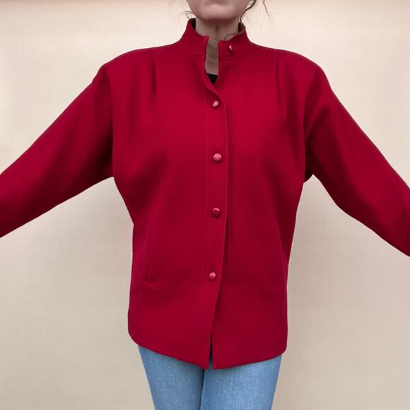 Vintage 1970's Wool Red Jacket, button up, Size 6 M - Picture 11 of 16